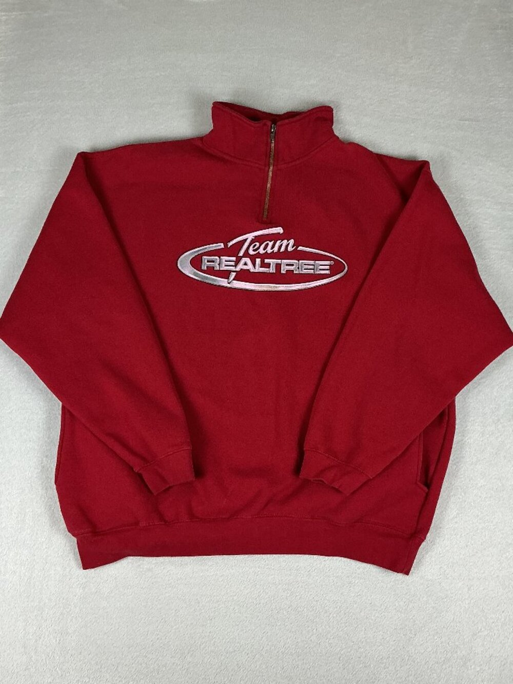 Team Realtree Oarsman Men's Red Sweater Size 1X 1/4 Zipper High Neck.